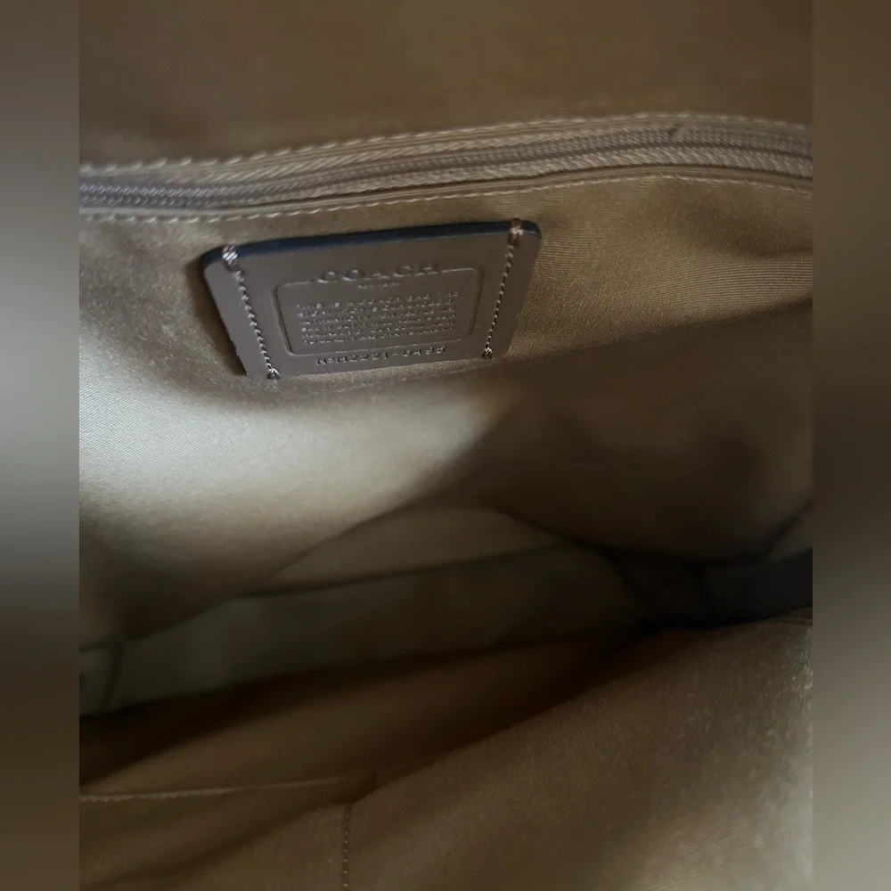 Coach Brown Signature Canvas Backpack with Cream Front Pocket